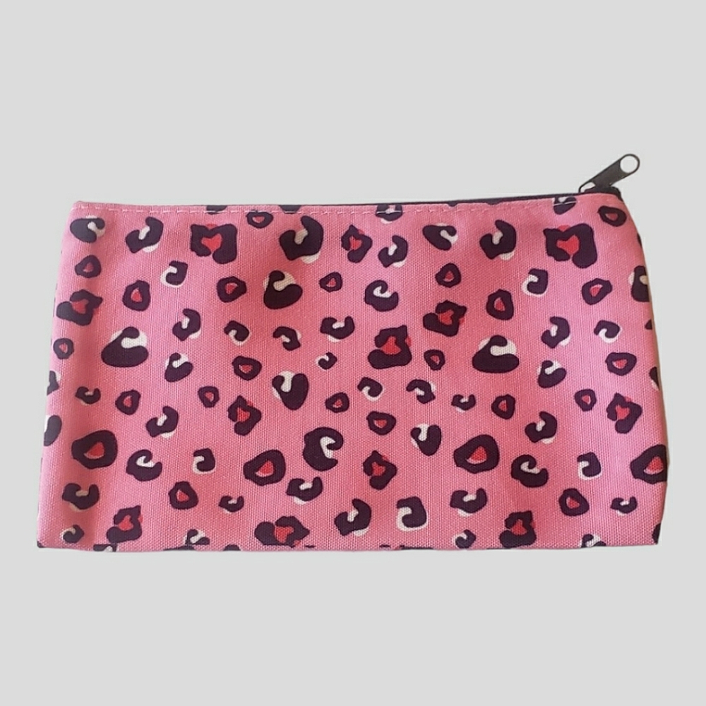 Animal print makeup bag, pink, New-in-bag